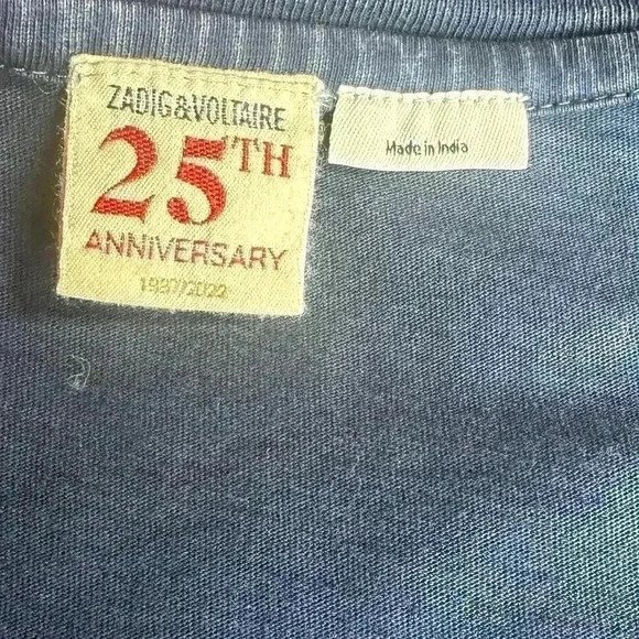 Zadig & Voltaire Womens Encre Cecilia Crystal embellished Cotton Tank top Size L - Picture 8 of 9